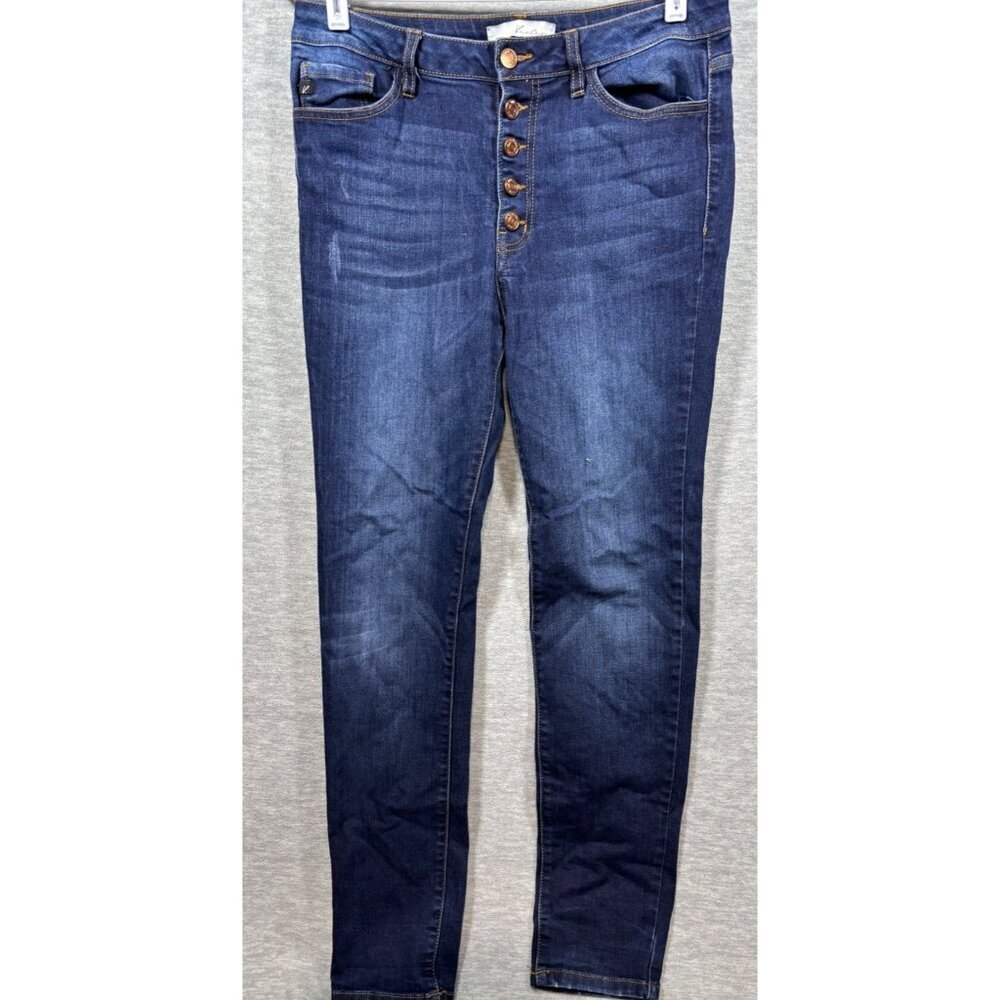 KanCan Womens High-Waisted Skinny Jeans Button Fly Size‎ 11/29 Dark Wash